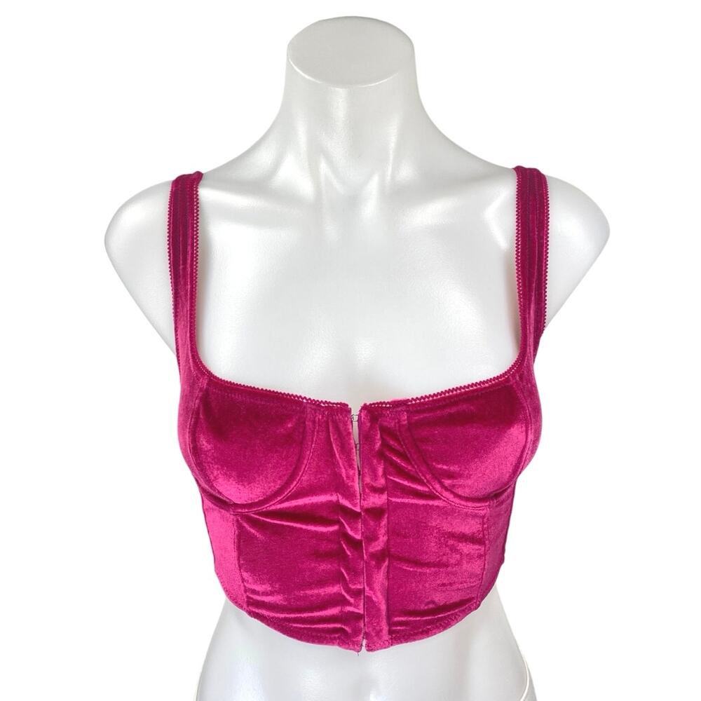 Urban Outfitters Anastasia Pink Velvet Velour Sleeveless Corset Crop Top Size S